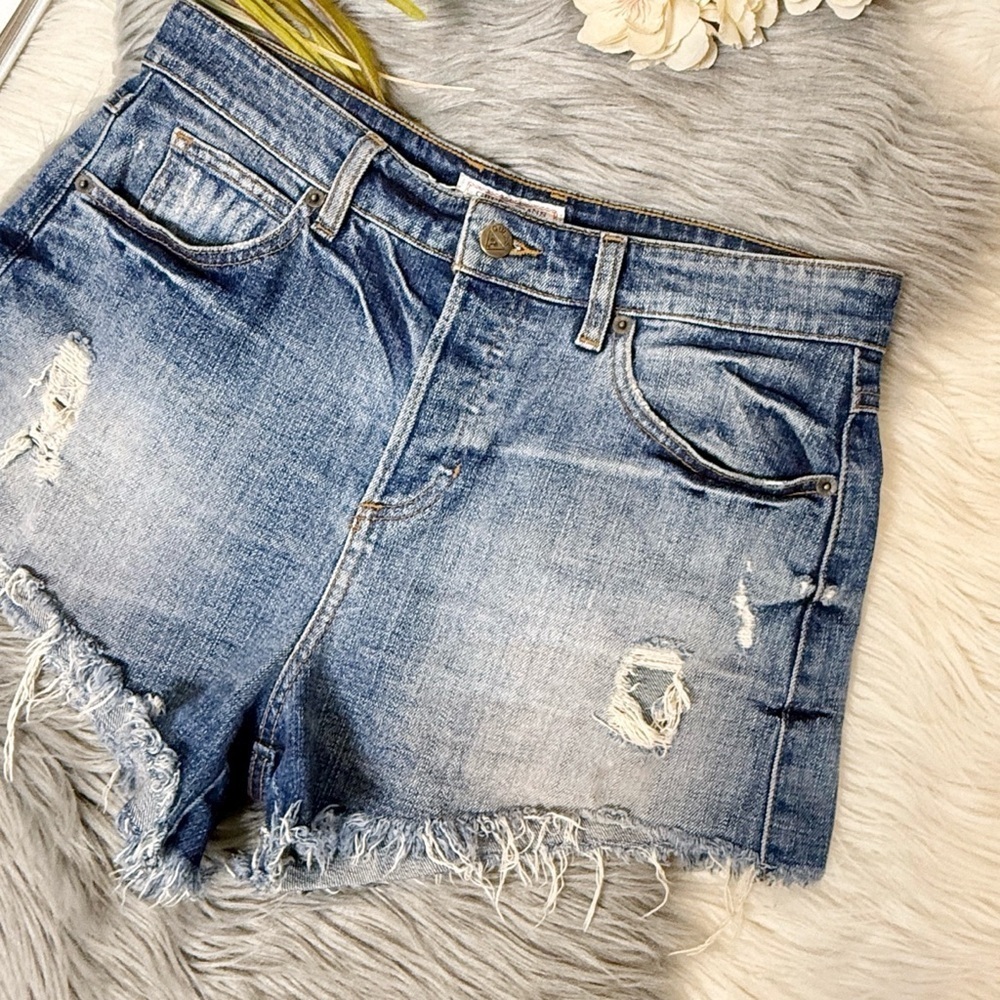 Guess Logo Pocket High Rise 90s Button Fly Cutoff Women’s Denim Shorts Sz 29 - Picture 3 of 10